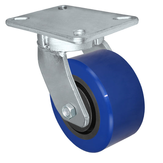 Swivel caster, 6" x 3" polyurethane on nylon wheel, Plate 5-1/4 x 7-1/4"