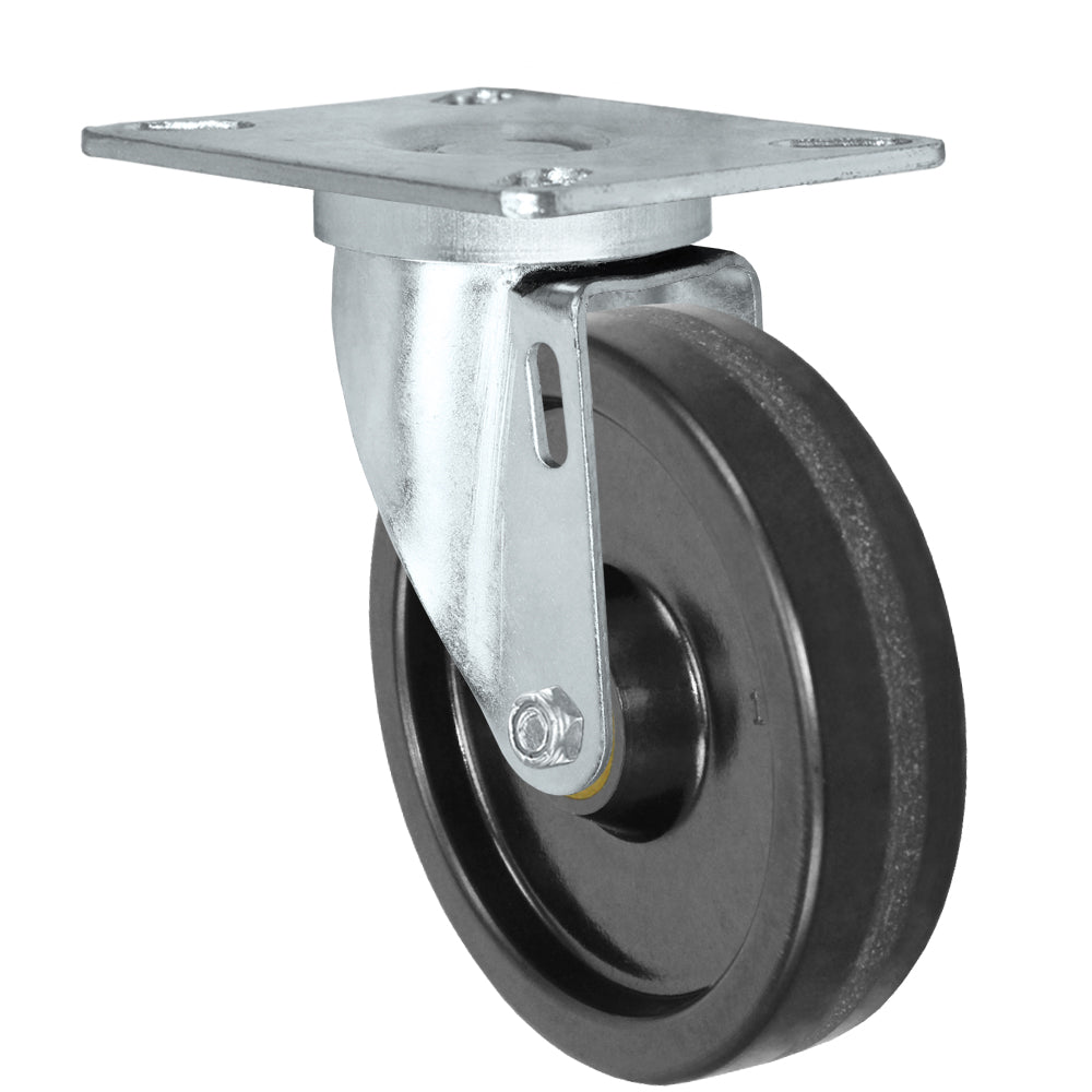Swivel caster, 5" x 1-1/4" phenolic wheel, Plate 3-1/8 x 4-1/8"