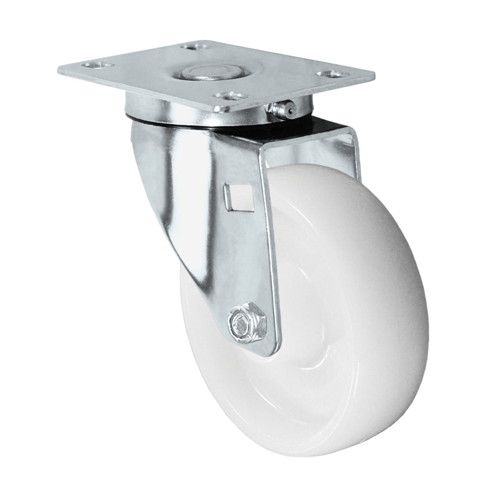 Swivel caster, 4" x 1-1/4" nylon wheel, Plate 2-3/8 x 3-5/8"