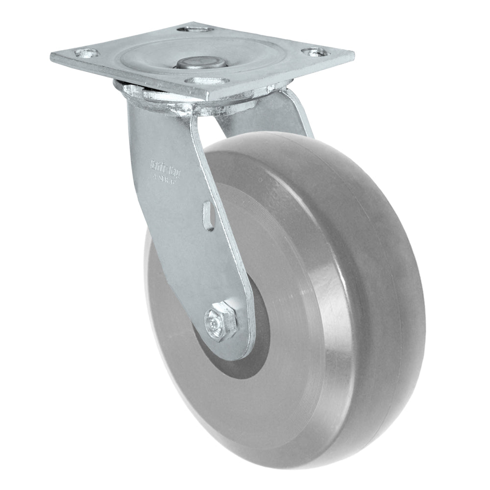 Swivel caster, 6" x 2" hd solid polyurethane wheel, Plate 4 x 4-1/2"