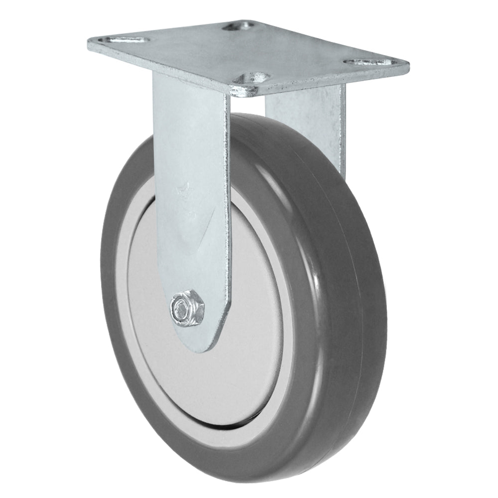 Rigid caster, 5" x 1-1/4" polyurethane wheel, Plate 3-1/8 x 4-1/8"