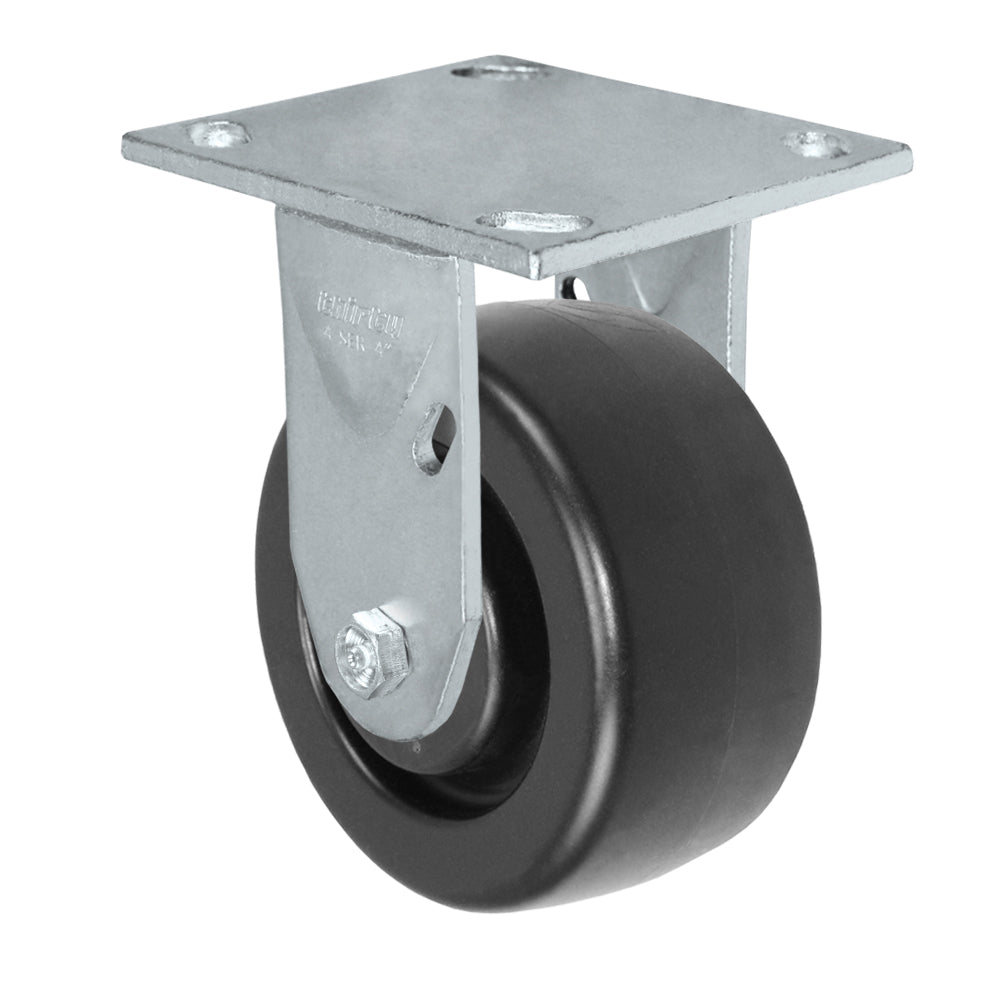 Rigid caster, 4" x 2" hd polyolefin wheel, Plate 4 x 4-1/2"