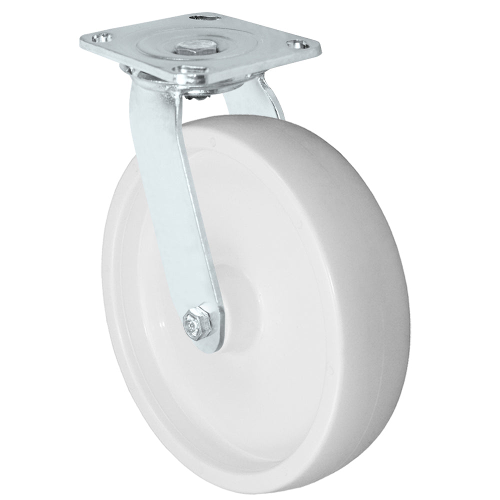 Swivel caster, 8" x 2" polyolefin wheel, Plate 4 x 4-1/2"