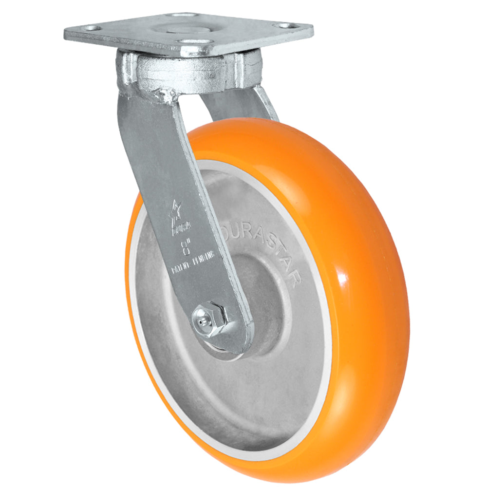 Swivel caster, 8" x 2" donut polyurethane on aluminum wheel, Plate 4 x 4-1/2"