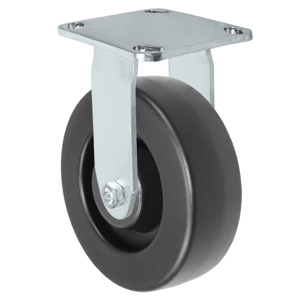 Rigid caster, 6" x 2" hd polyolefin wheel, Plate 4 x 4-1/2"