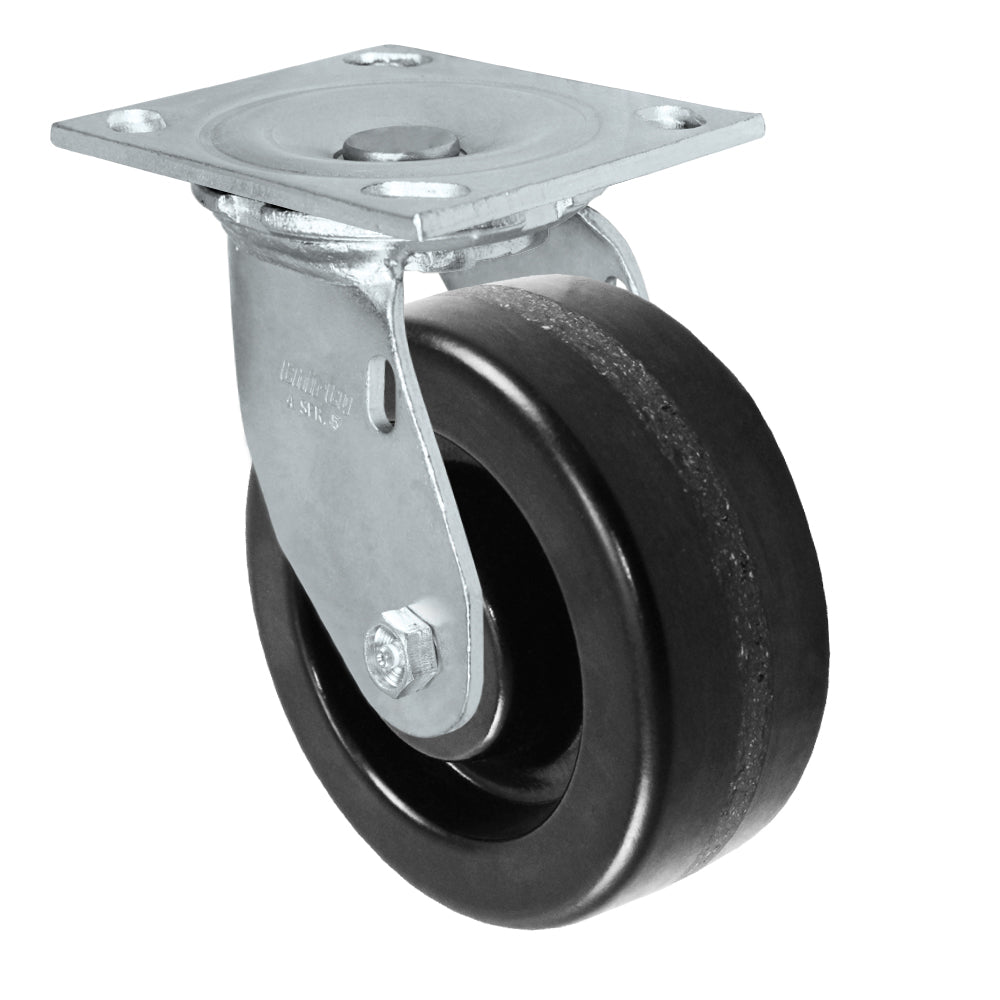 Swivel caster, 5" x 2" phenolic wheel, Plate 4 x 4-1/2"