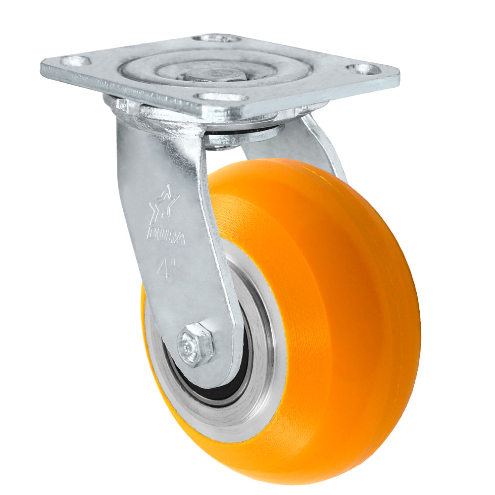 Swivel caster, 4" x 2" donut polyurethane on aluminum wheel, Plate 4 x 4-1/2"