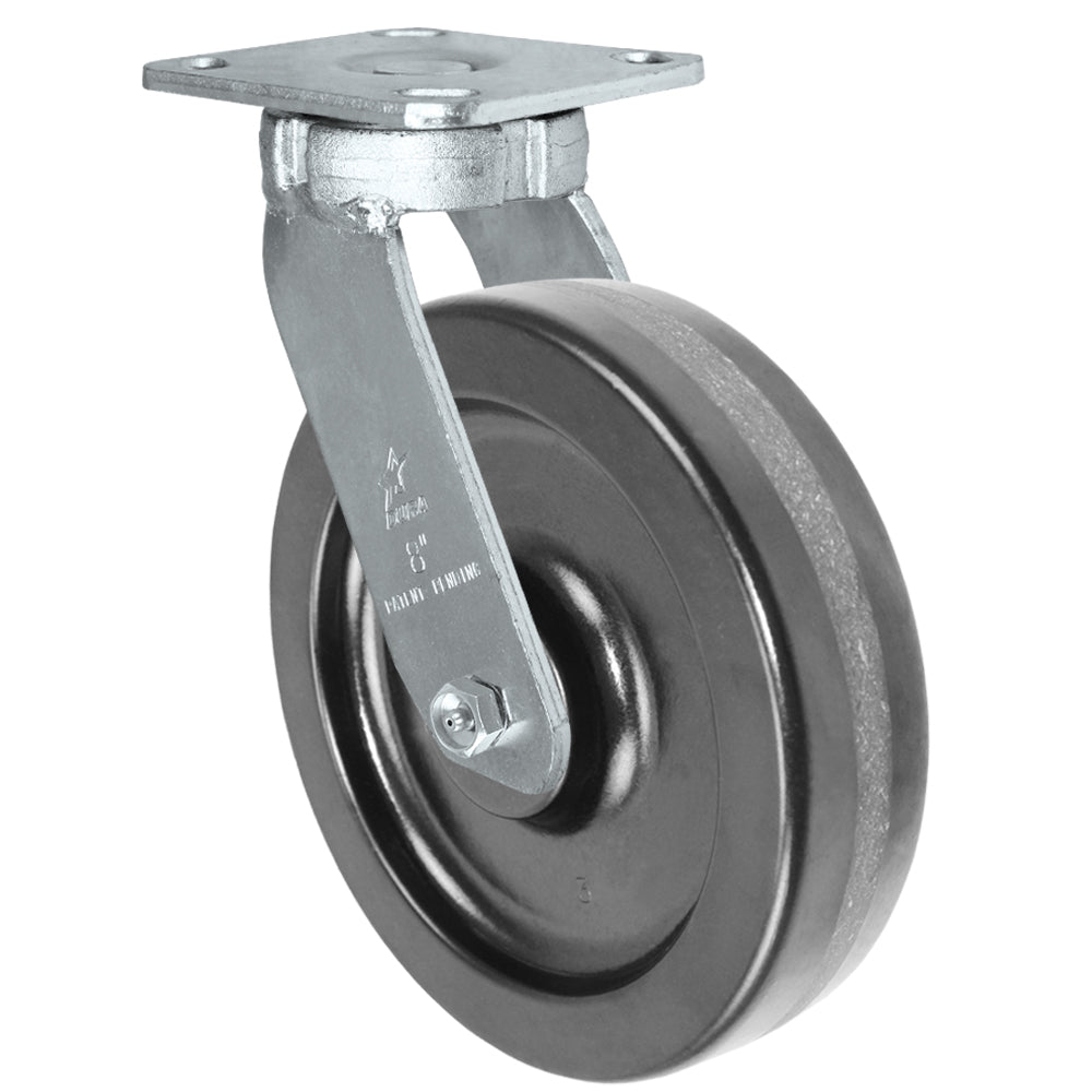 Swivel caster, 8" x 2" phenolic wheel, Plate 4 x 4-1/2"