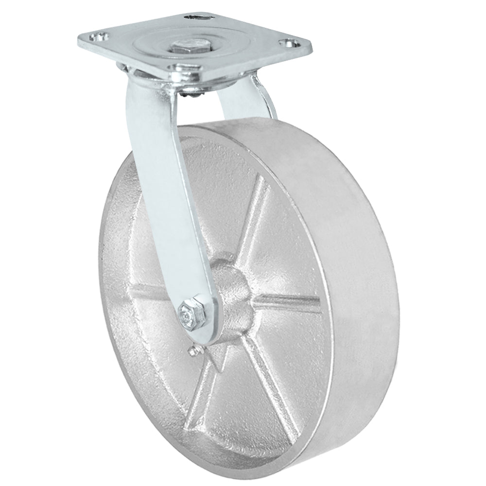 Swivel caster, 8" x 2" semi-steel wheel, Plate 4 x 4-1/2"