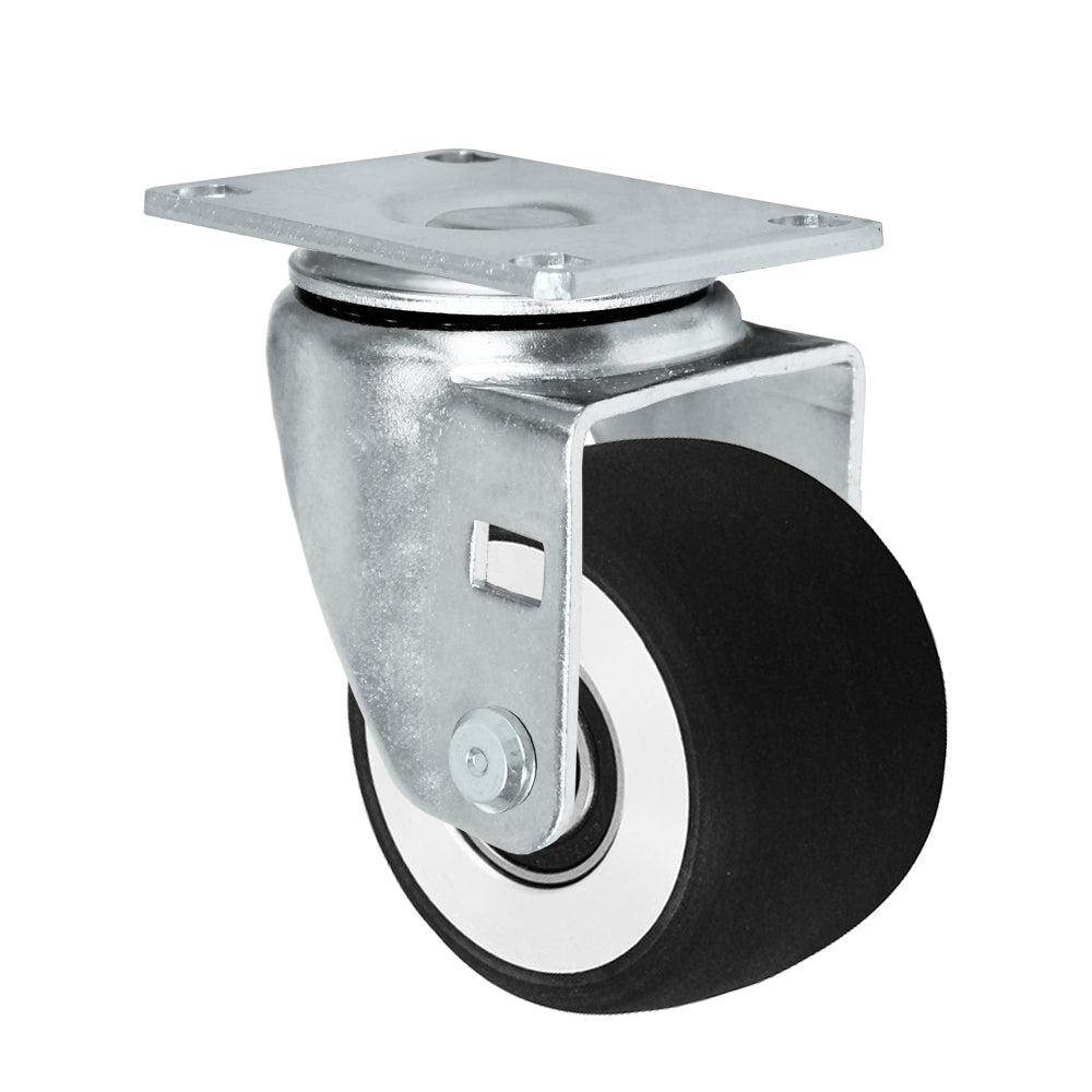 Swivel caster, 3" x 1-13/16" donut polyurethane on aluminum wheel, Plate 2-3/8 x 3-5/8"