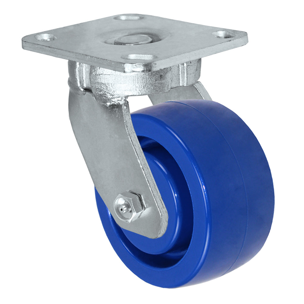 Swivel caster, 4" x 2" solid polyurethane wheel, Plate 4 x 4-1/2"