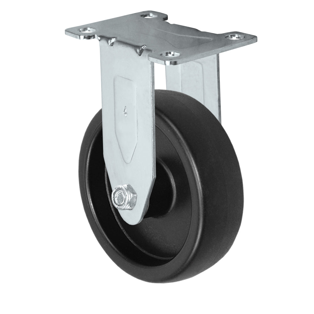 Rigid caster, 4" x 1-1/4" polyolefin wheel, Plate 2-3/8 x 3-5/8"