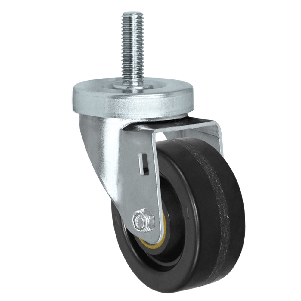 Swivel caster, 3" x 1-1/4" phenolic wheel, Threaded stem 1/2-13 x 1-1/2"