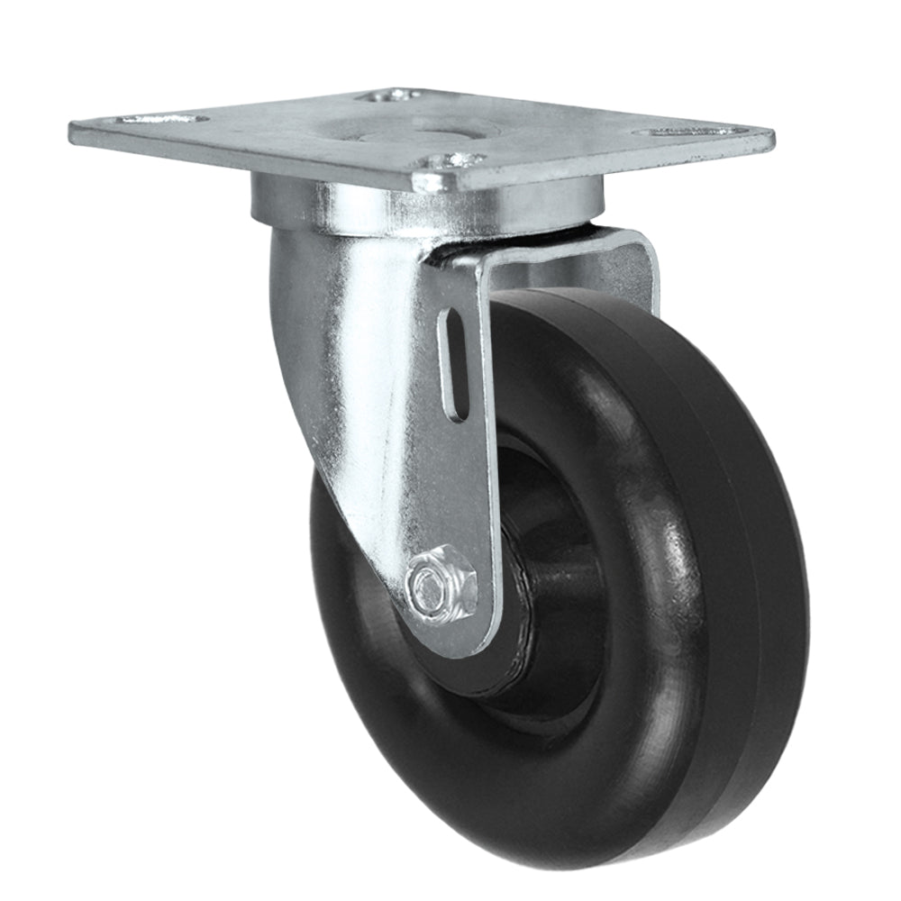 Swivel caster, 4" x 1-1/4" donut polyolefin wheel, Plate 2-3/8 x 3-5/8"