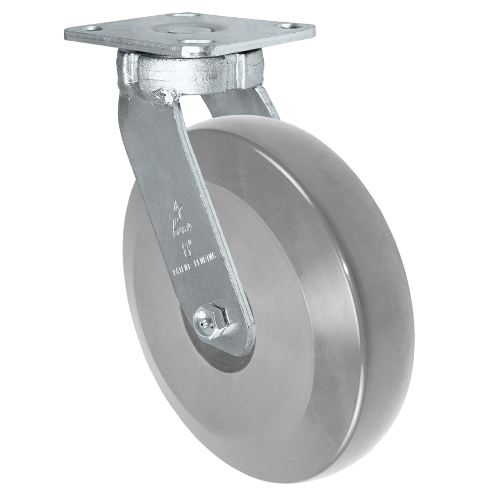 Swivel caster, 8" x 2" hd solid polyurethane wheel, Plate 4 x 4-1/2"