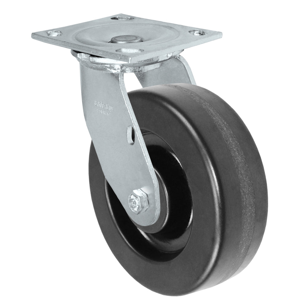 Swivel caster, 6" x 2" phenolic wheel, Plate 4 x 4-1/2"