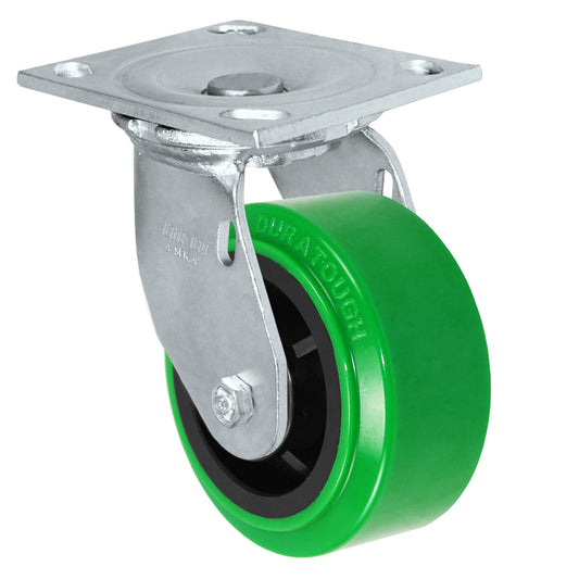 Swivel caster, 4" x 2" polyurethane on glass-filled nylon wheel, Plate 4 x 4-1/2"