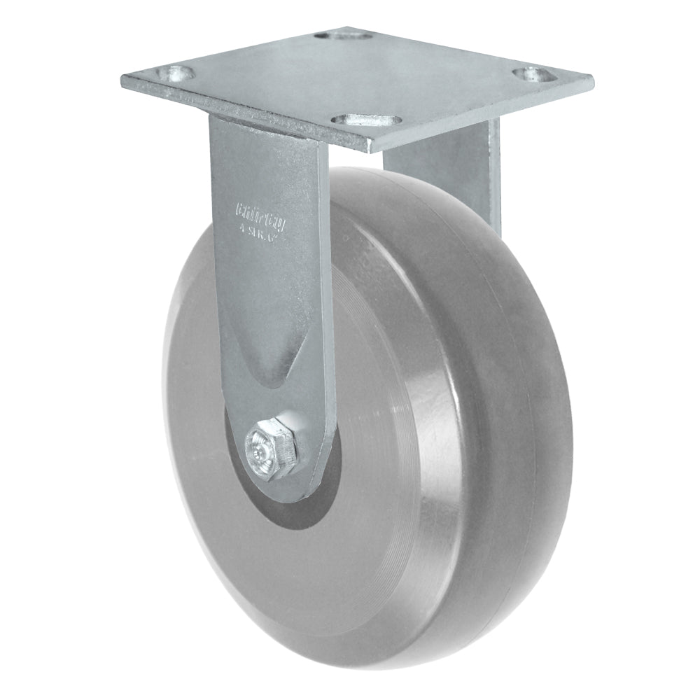 Rigid caster, 6" x 2" hd solid polyurethane wheel, Plate 4 x 4-1/2"