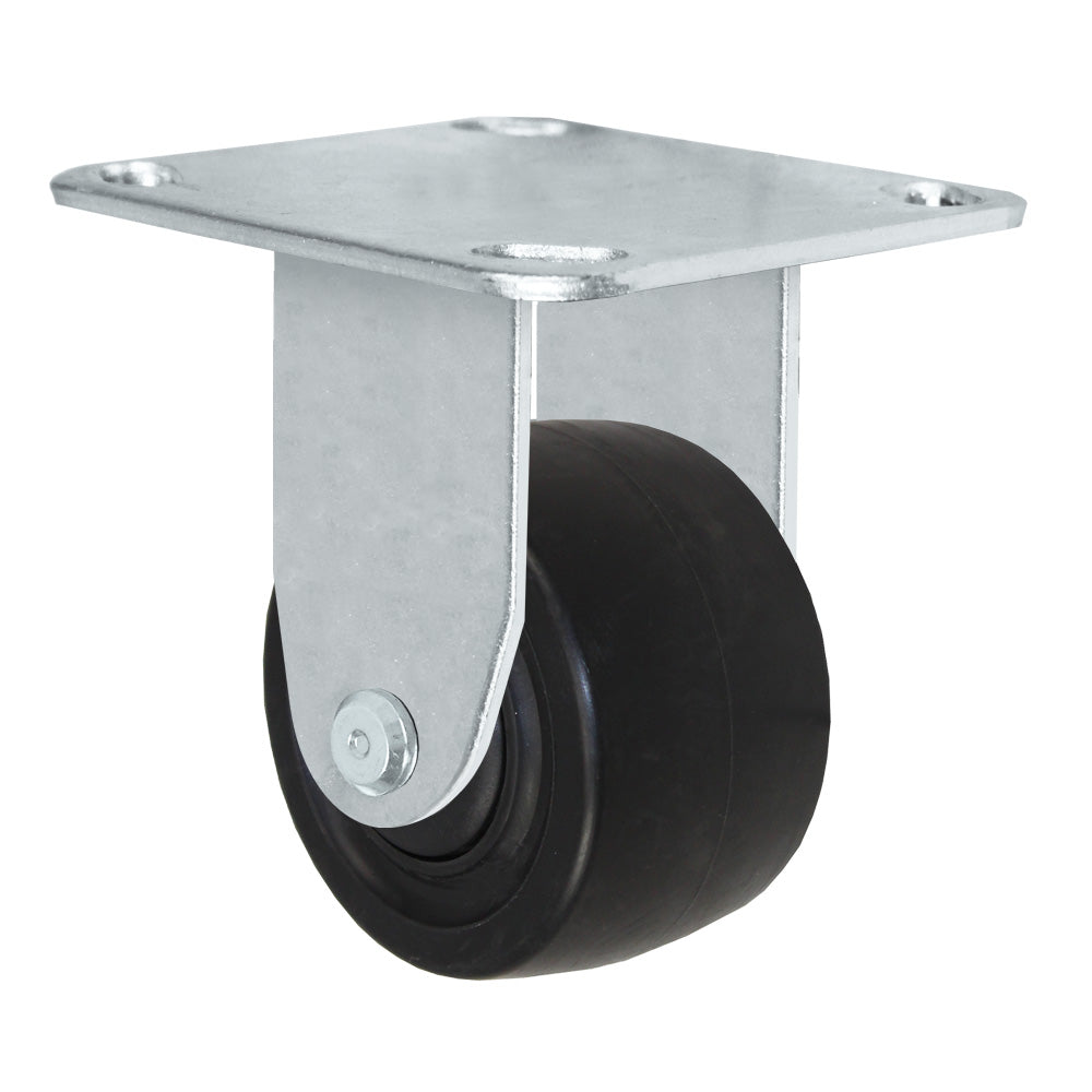 Rigid caster, 3" x 1-13/16" glass-filled nylon wheel, Plate 4 x 4-1/2" (photo from a matching CasterHQ rigid)