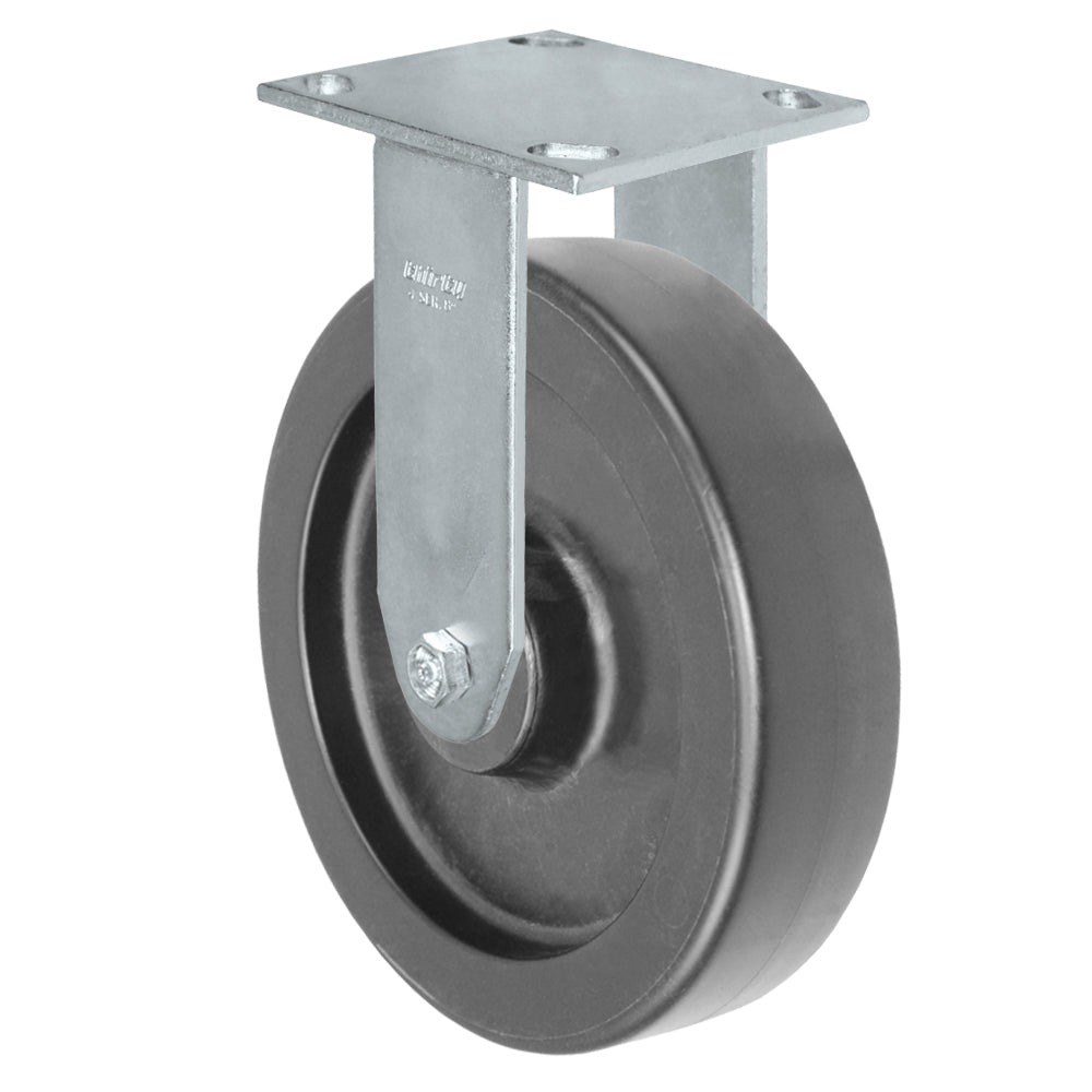 Rigid caster, 8" x 2" hd polyolefin wheel, Plate 4 x 4-1/2" (photo from a matching CasterHQ rigid)