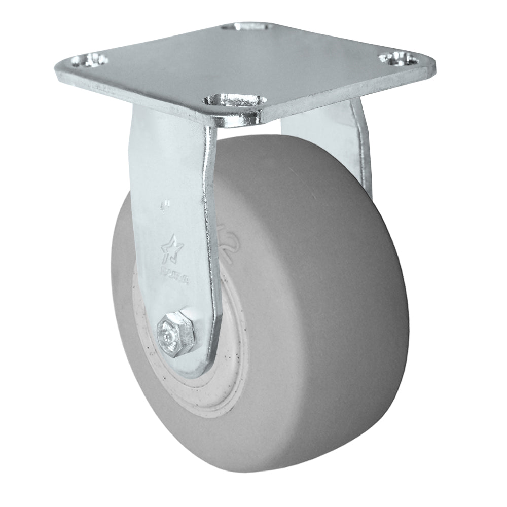 Rigid caster, 4" x 2" duratek donut rubber wheel, Plate 4 x 4-1/2"