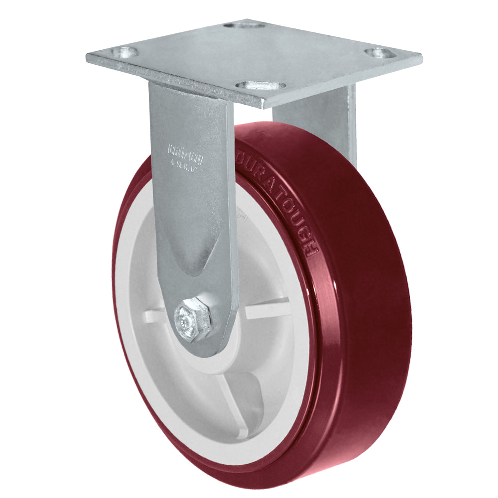 Rigid caster, 4" x 2" duratough polyurethane wheel, Plate 4 x 4-1/2"