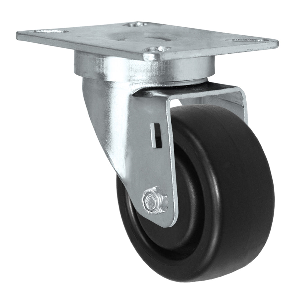 Swivel caster, 3" x 1-1/4" hd polyolefin wheel, Plate 3-1/8 x 4-1/8"