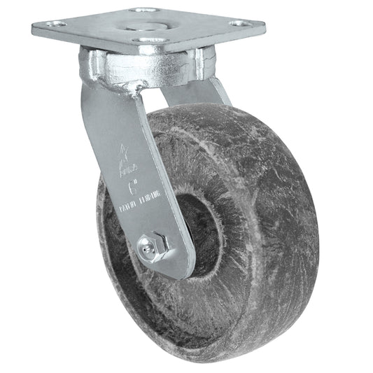 Swivel caster, 6" x 2" high-temp glass-filled nylon wheel, Plate 4 x 4-1/2"