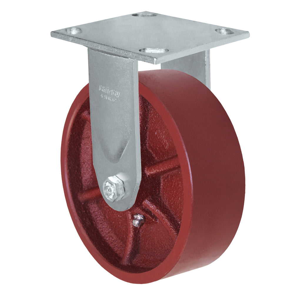 Rigid caster, 6" x 2" ductile steel wheel, Plate 4 x 4-1/2" (photo from a matching CasterHQ rigid)