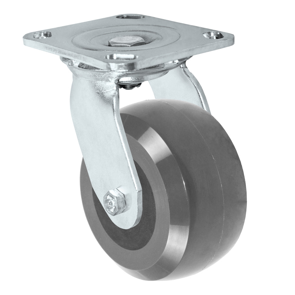 Swivel caster, 4" x 2" hd solid polyurethane wheel, Plate 4 x 4-1/2"