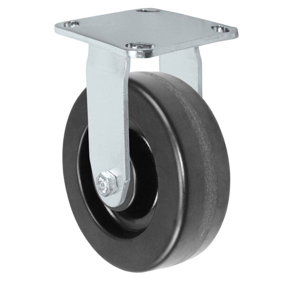 Rigid caster, 6" x 2" phenolic wheel, Plate 4 x 4-1/2"