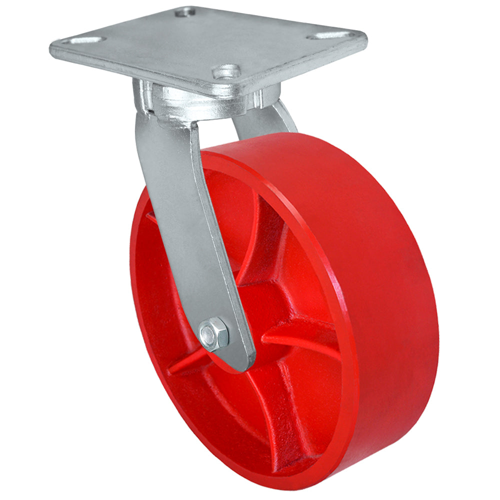 Swivel caster, 10" x 3" ductile steel wheel, Plate 5-1/4 x 7-1/4"