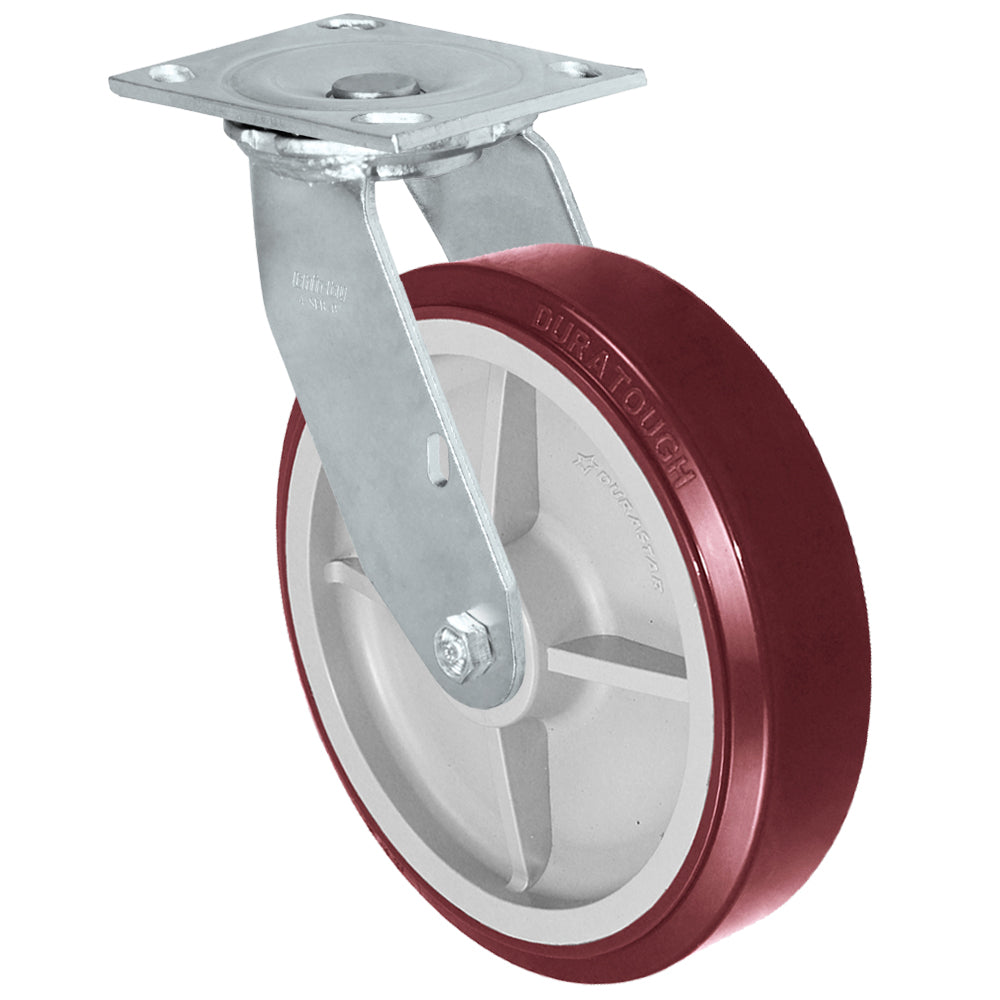 Swivel caster, 8" x 2" duratough polyurethane wheel, Plate 4 x 4-1/2"