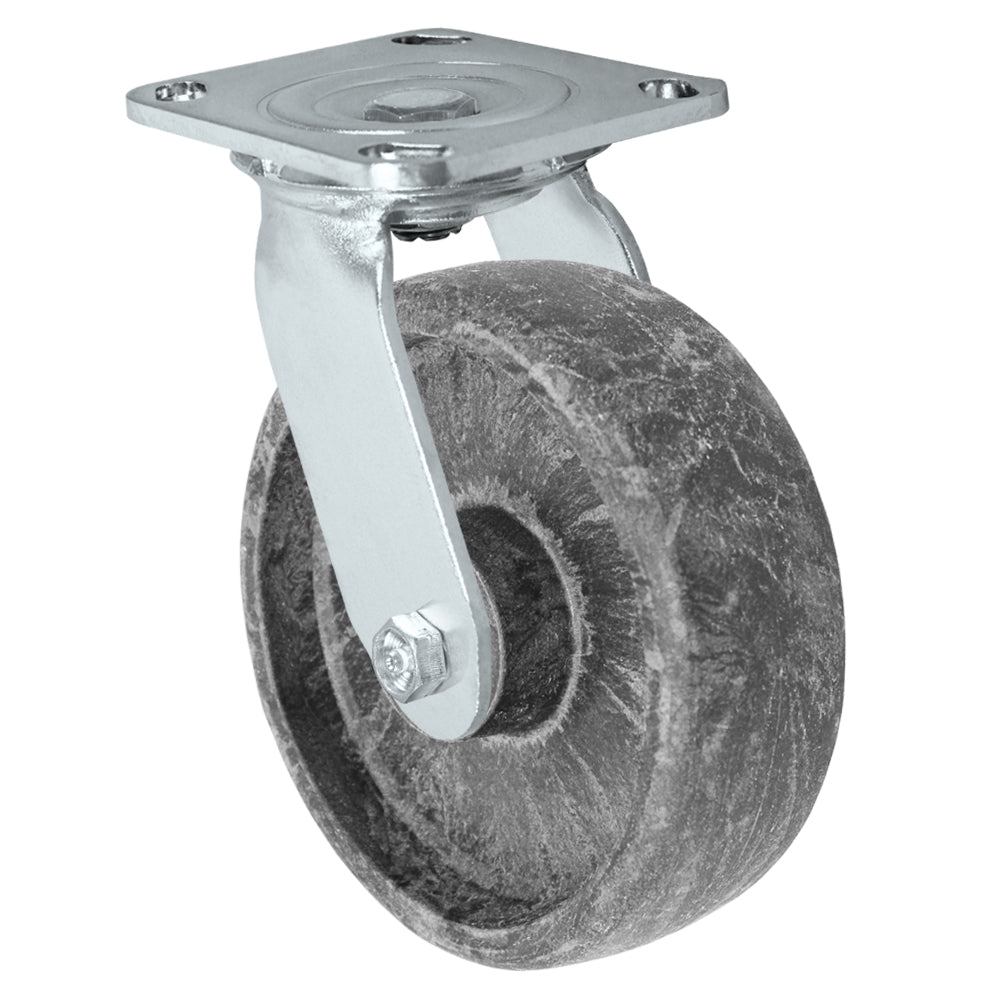 Swivel caster, 6" x 2" high-temp glass-filled nylon wheel, Plate 4 x 4-1/2"