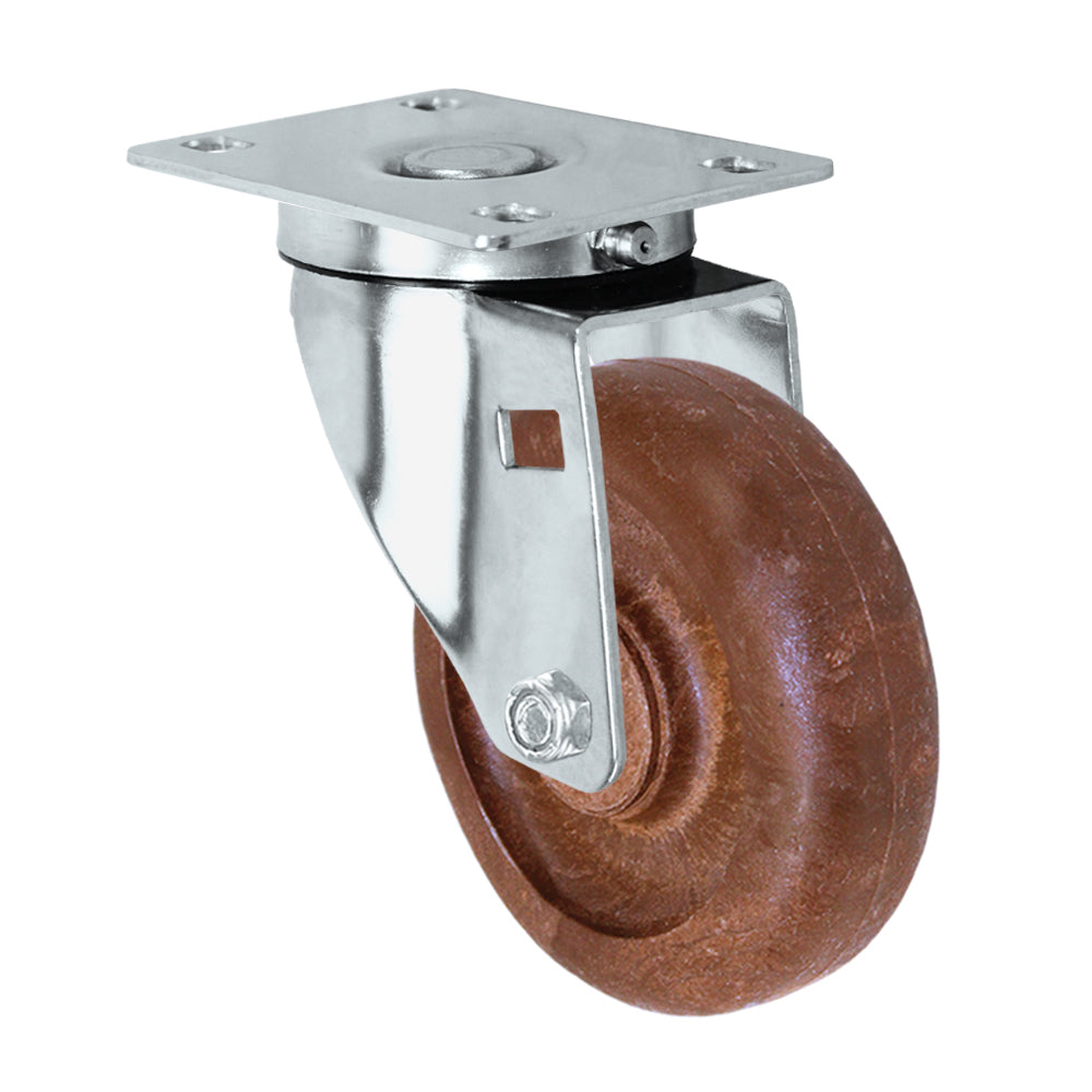 Swivel caster, 4" x 1-1/4" high-temp glass-filled nylon wheel, Plate 2-3/8 x 3-5/8"