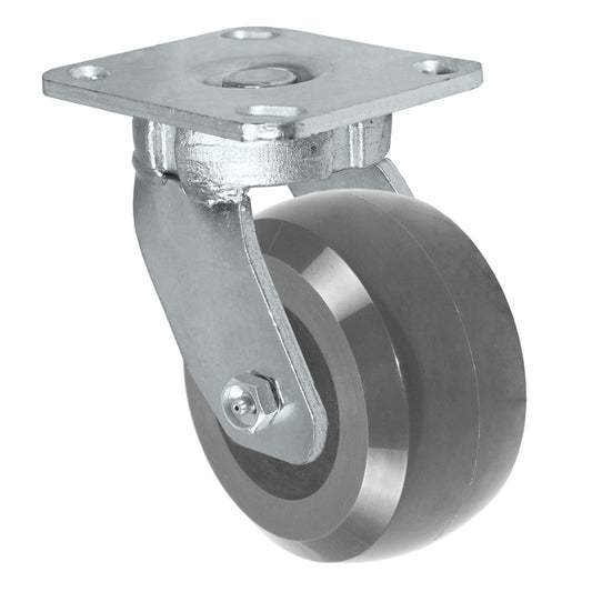 Swivel caster, 4" x 2" hd solid polyurethane wheel, Plate 4 x 4-1/2"