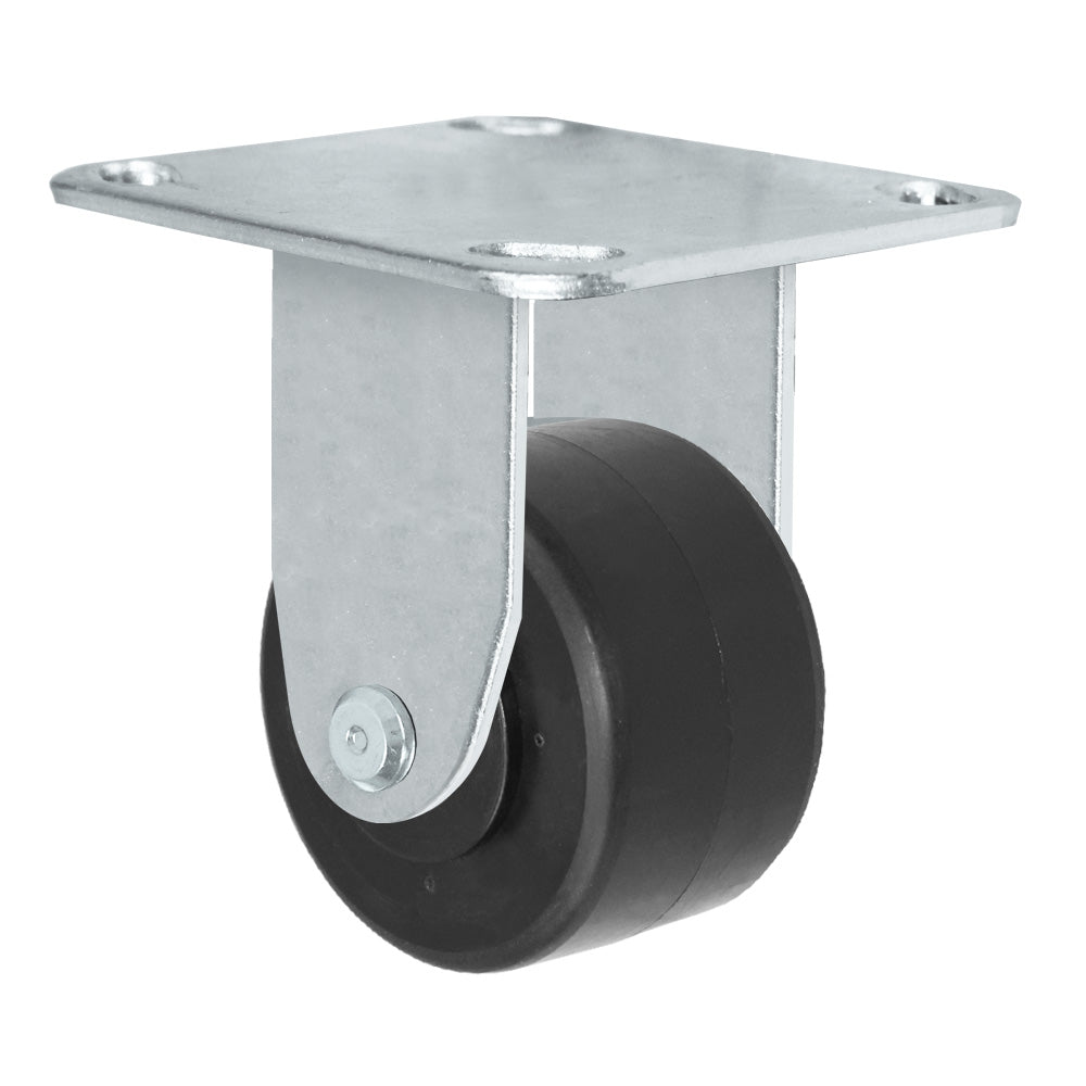 Rigid caster, 3" x 1-13/16" hd polyolefin wheel, Plate 4 x 4-1/2"
