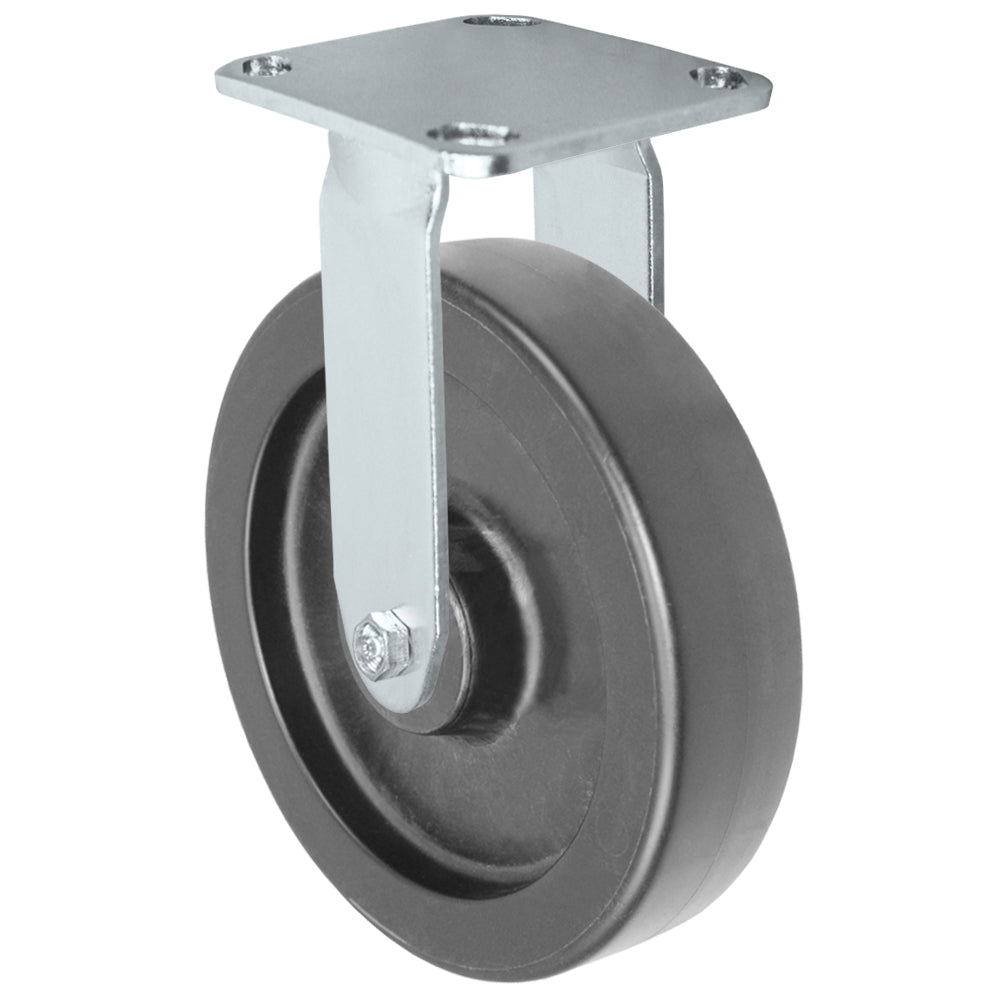 Rigid caster, 8" x 2" hd polyolefin wheel, Plate 4 x 4-1/2"
