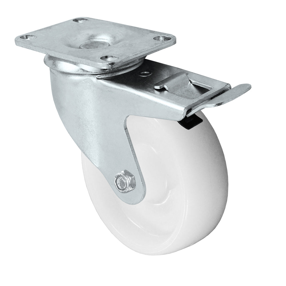 Total lock caster, 4" x 1-1/4" nylon wheel, Plate 2-3/8 x 3-5/8"