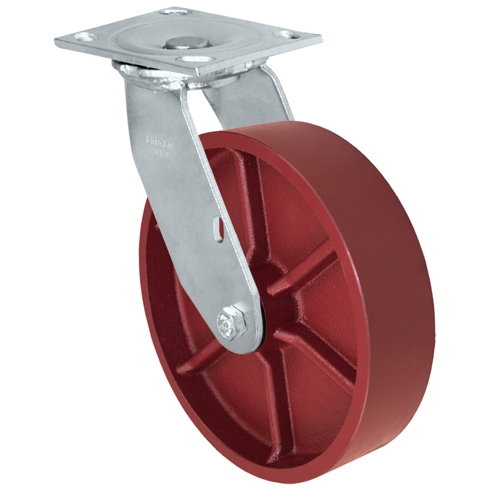 Swivel caster, 8" x 2" ductile steel wheel, Plate 4 x 4-1/2"