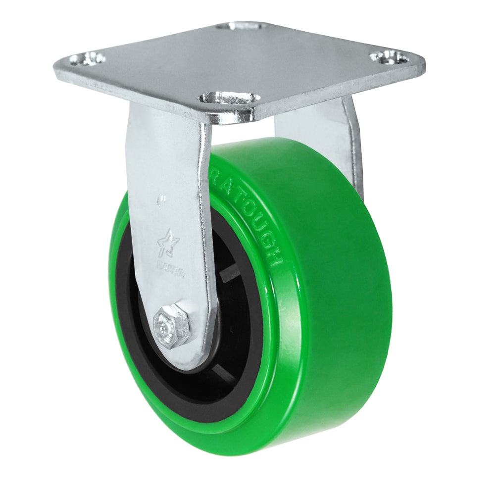 Rigid caster, 4" x 2" polyurethane on glass-filled nylon wheel, Plate 4 x 4-1/2"