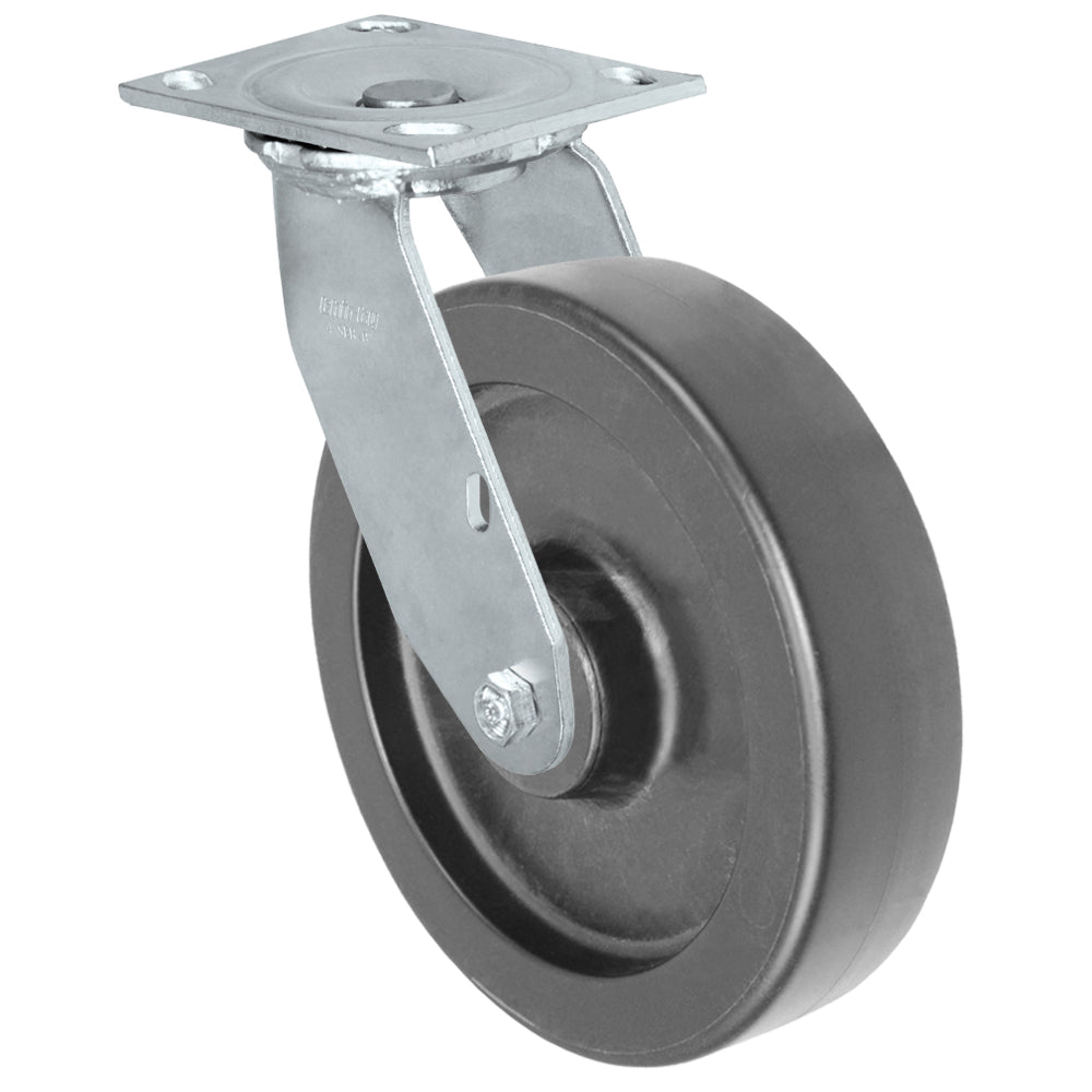 Swivel caster, 8" x 2" hd polyolefin wheel, Plate 4 x 4-1/2"