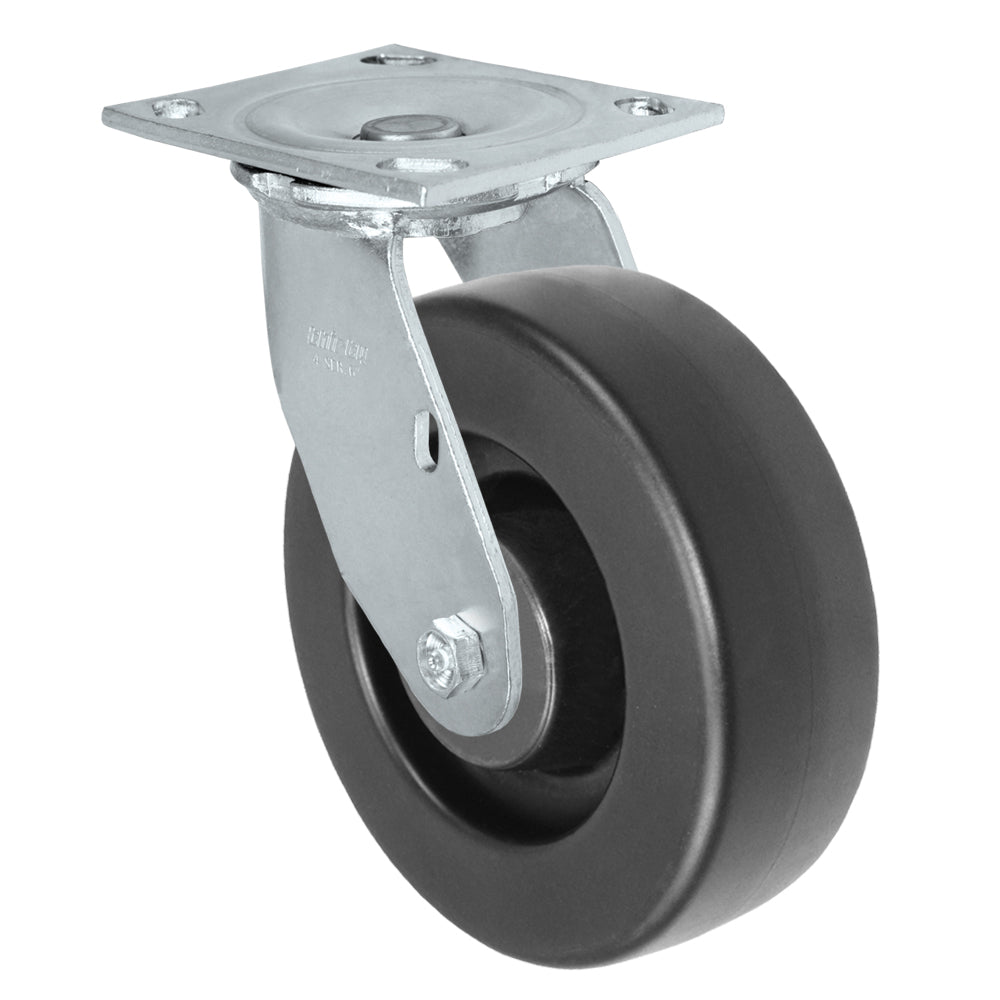 Swivel caster, 6" x 2" hd polyolefin wheel, Plate 4 x 4-1/2"