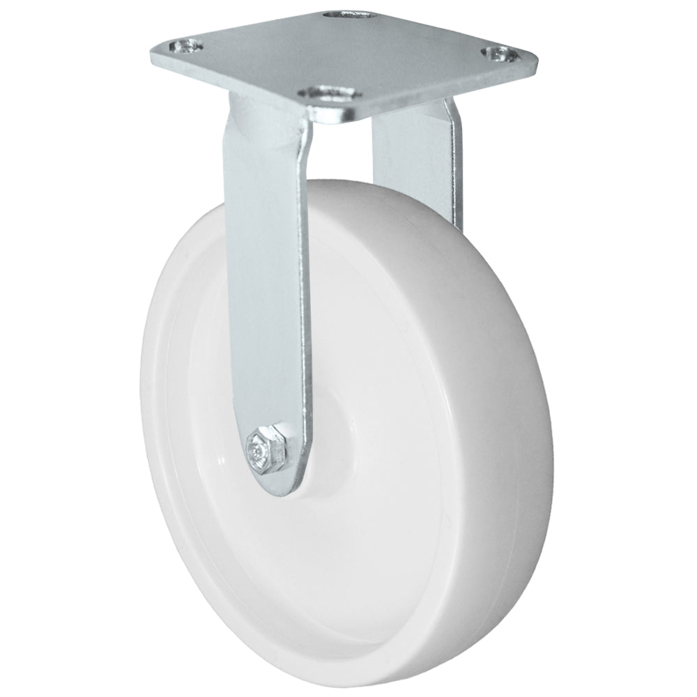 Rigid caster, 8" x 2" polyolefin wheel, Plate 4 x 4-1/2"