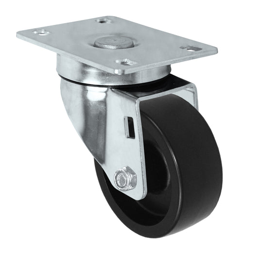 Swivel caster, 3" x 1-1/4" polyolefin wheel, Plate 2-3/8 x 3-5/8"